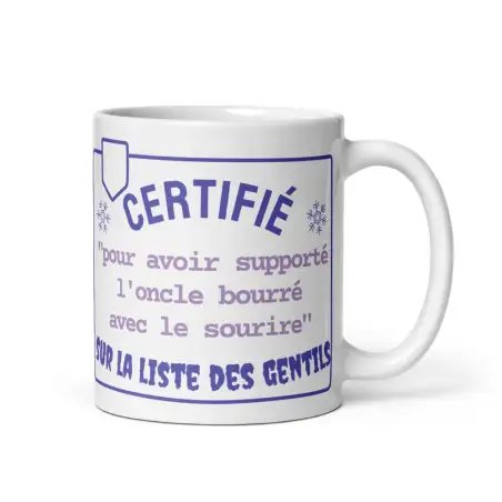 Mug Humour Noël | Gentil Supporte Oncle Bourré | E-kado