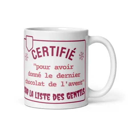Mug de Noël Gentil | Donne Dernier Chocolat de l'Avent | E-kado