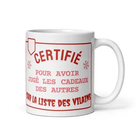 Mug Humour Noël | Vilain Juge les Cadeaux | E-kado
