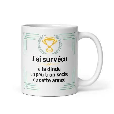 Mug Humour Noël | Survécu à la Dinde Trop Sèche | E-kado