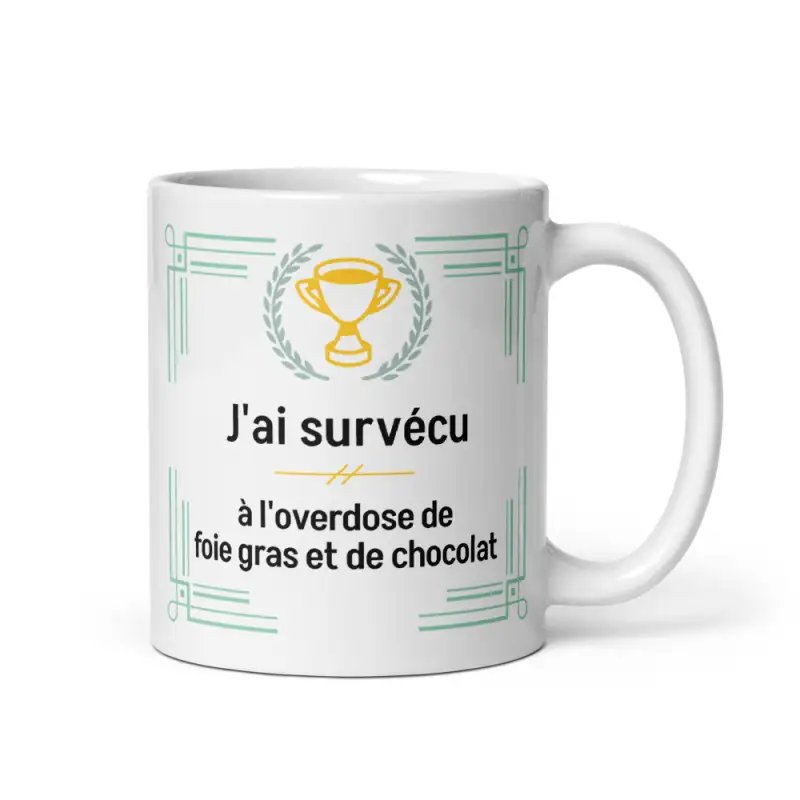 Mug Humour Noël | Survécu à l'Overdose de Foie Gras | E-kado