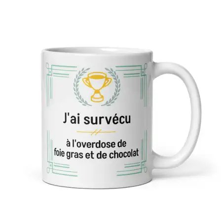 Mug Humour Noël | Survécu à l'Overdose de Foie Gras | E-kado