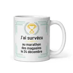 Mug Humour Noël | Survécu au Marathon des Magasins | E-kado