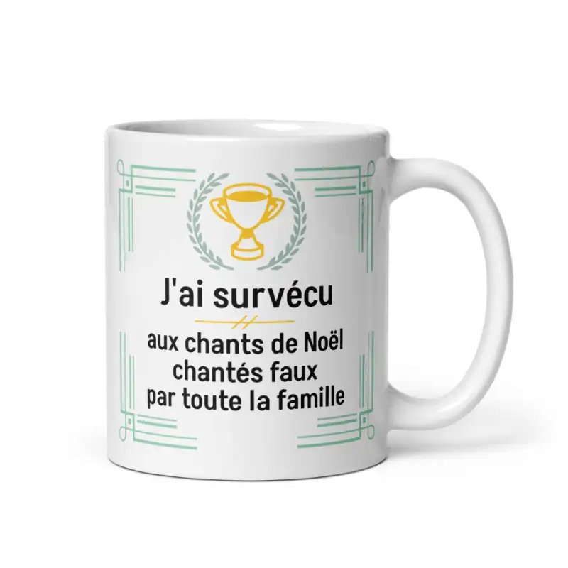 Mug Humour Noël | Survécu aux Chants Faux en Famille | E-kado