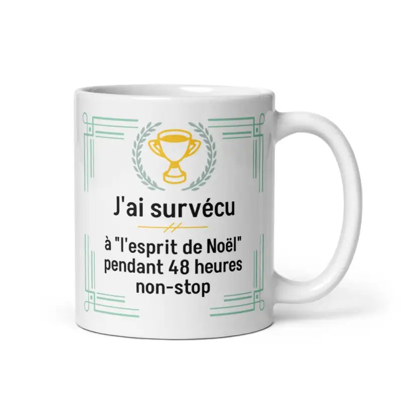 Mug Humour Noël | Survécu à l'Esprit de Noël Non-Stop | E-kado