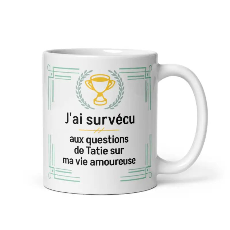 Mug Humour Noël | Survécu aux Questions de Tatie | E-kado