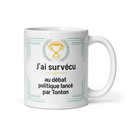 Mug Humour Noël | Survécu au Débat Politique de Tonton | E-kado