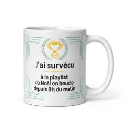 Mug Humour Noël | Survécu à la Playlist en Boucle | E-kado