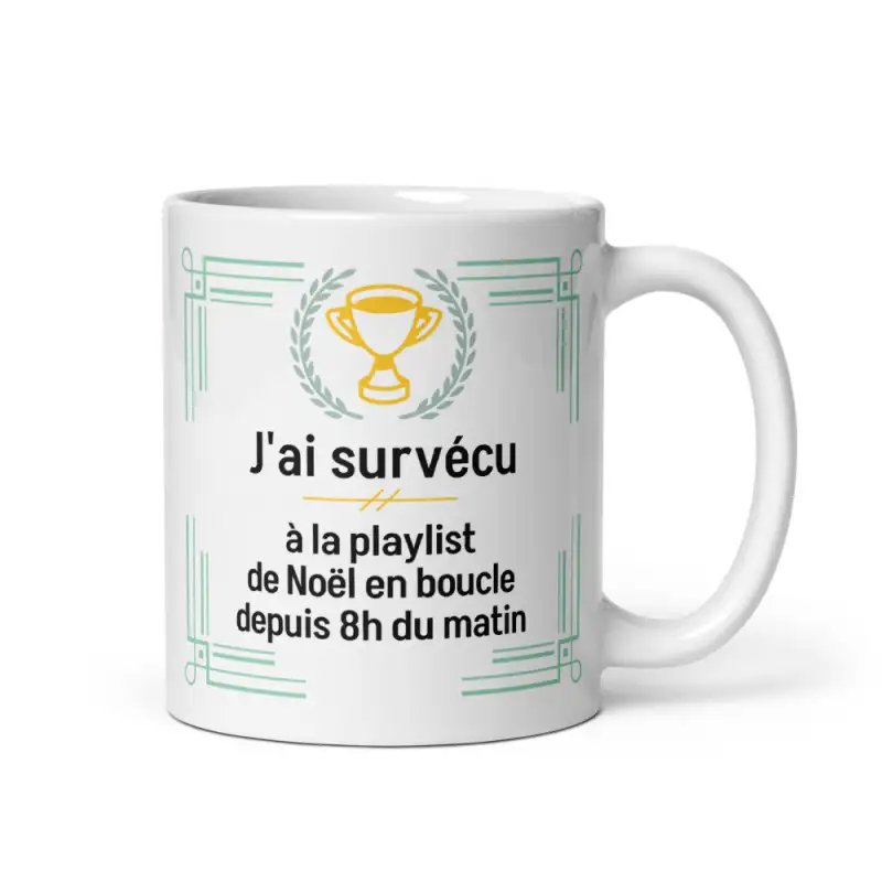 Mug Humour Noël | Survécu à la Playlist en Boucle | E-kado