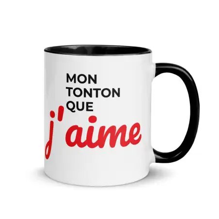 Mug "Mon Tonton que j'aime" | Cadeau Tonton Design Noir