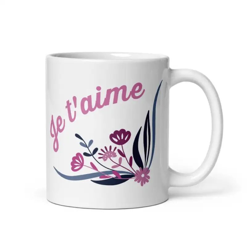 Mug "Je t'aime" Floral | Cadeau Romantique & Poétique