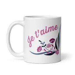 Mug "Je t'aime" Floral | Cadeau Romantique & Poétique