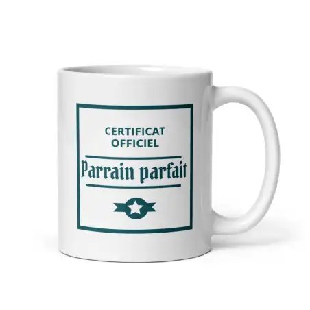 Mug "Certificat Parrain Parfait" | Cadeau Officiel Parrain