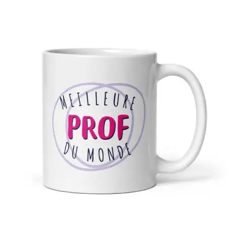 Mug "Meilleure Prof du Monde" | Cadeau Prof Femme Rose